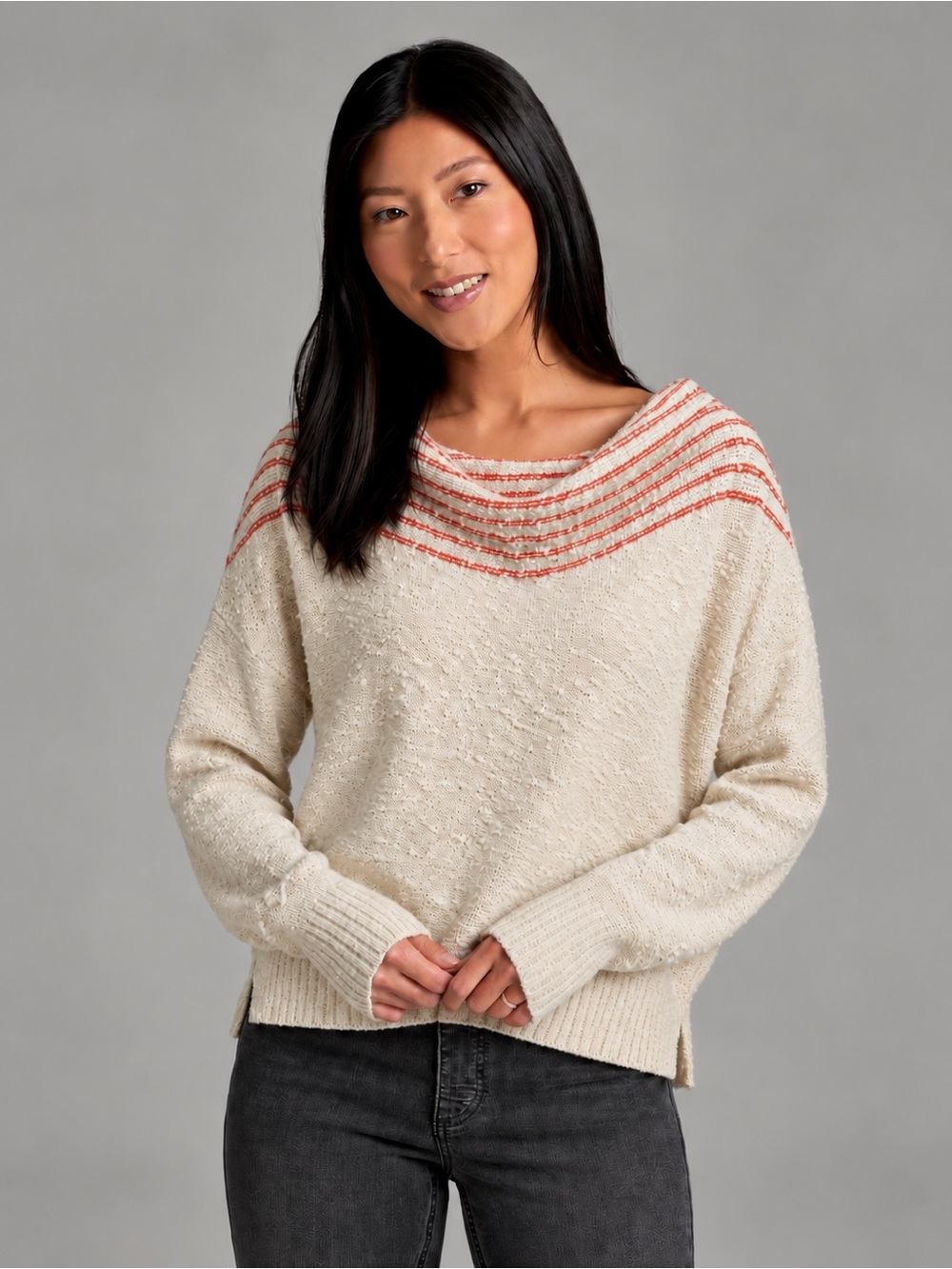 Pilcro Anthropologie Textured Knit Stripe Slouchy Boho Oversized Sweater Size XS